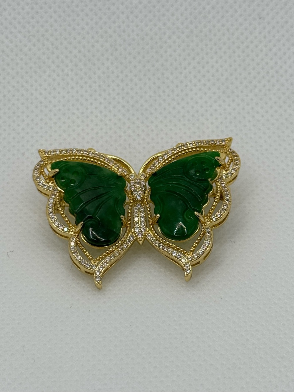 High-Quality Gold-Plated Silver Jade Brooch